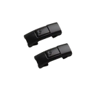 Two black press-lock clasps.