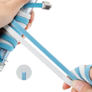 Elastic blue and white shoelaces.