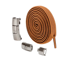 Brown elastic shoelaces with magnetic buckles.
