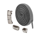 Dark grey elastic shoelaces with magnetic buckles.