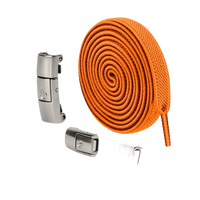 Orange elastic shoelaces with magnetic buckles.