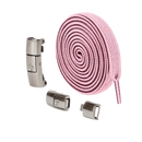 Pink elastic shoelaces with metal buckles.