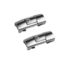 Two silver magnetic press locks.