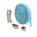 Sky blue elastic shoelaces with magnetic buckles.