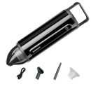Black handheld vacuum cleaner with accessories.