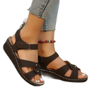Black wedge sandals.