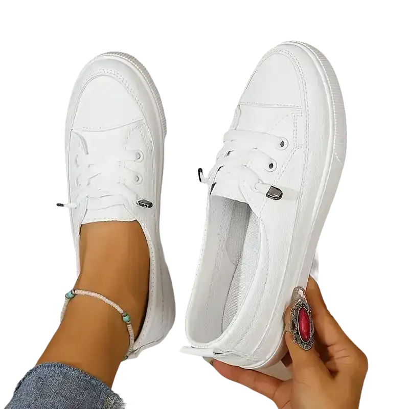 Lovely White Flat Slip-on Sneakers for Women