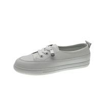 White lace-up sneaker.