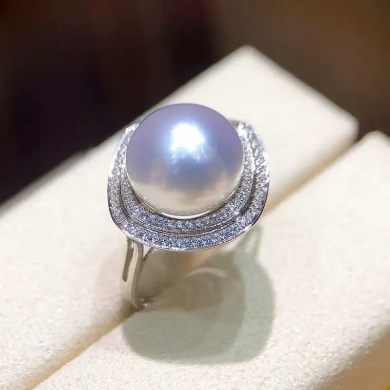 Luminous Pearl Ring and Earrings Australian White Pearl Set