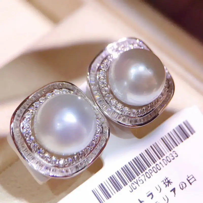Pearl Stud Earrings 10to11mm / 925 Silver