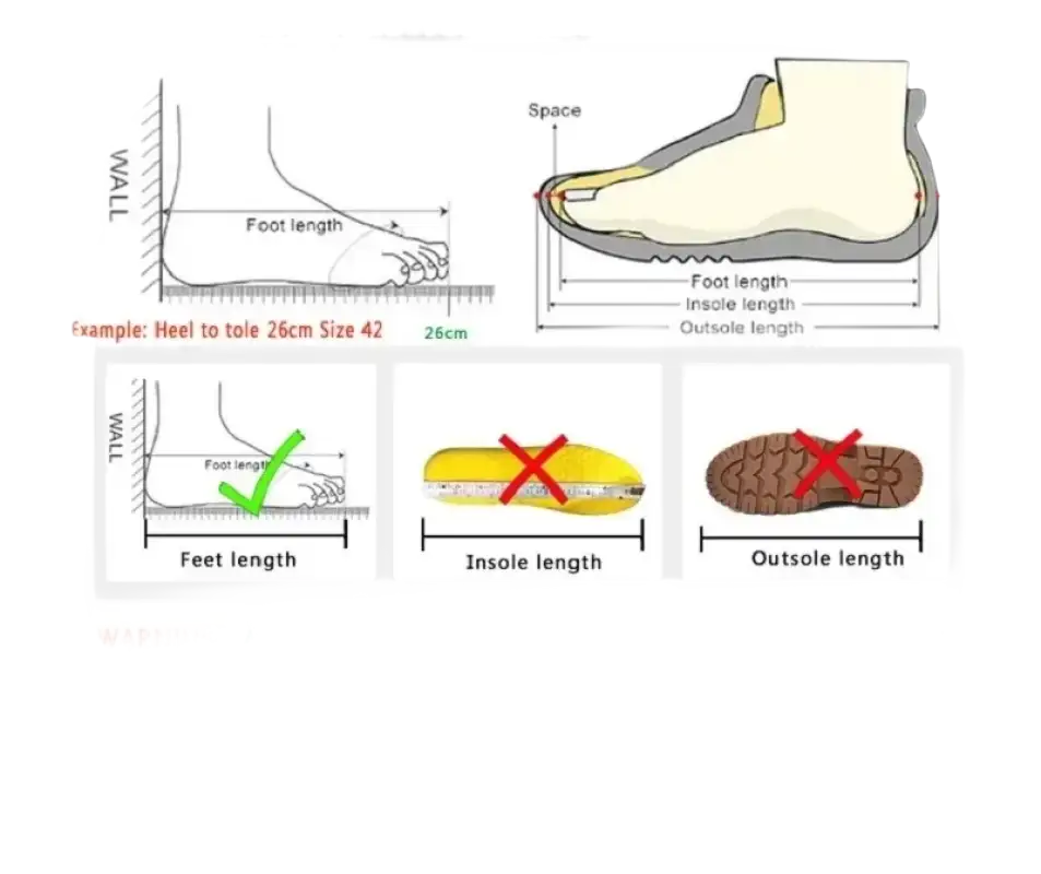 Footwear sizing guide.