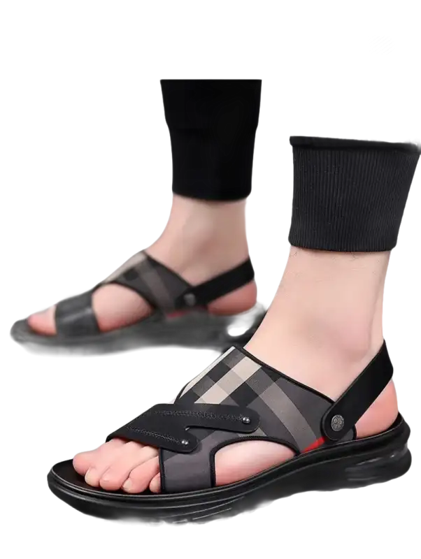 Men’s plaid sandals.