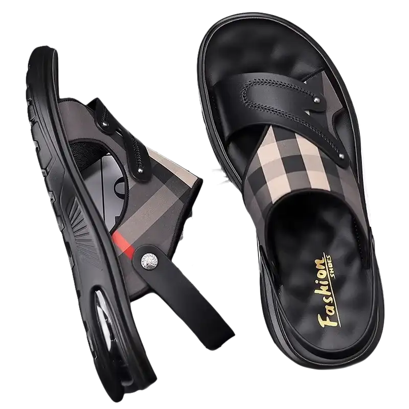 Men’s plaid sandals.