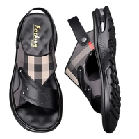 Plaid patterned leather sandals.