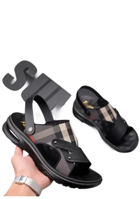 Plaid patterned men’s sandals.