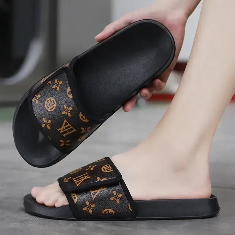 Comfy Brown Patterned Luxury Sport Slides