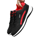 Black and red athletic shoes.