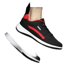 Black and red athletic shoes.