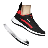 Black and red athletic shoes.