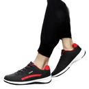 Black and red athletic shoes.