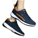 Blue and brown casual sneakers.