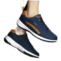 Blue and brown casual sneakers.