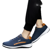 Blue and brown casual sneakers.