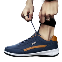 Blue and brown waterproof sneaker.