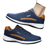 Blue waterproof leather shoes.