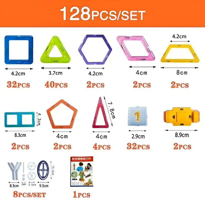 MagnaBuilds - Magnetic STEM Kit for Kids 🧲 - 128pcs