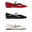 Patent leather Mary Jane flats.