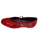 Red patent leather Mary Jane flat.