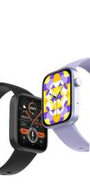 Two smartwatches with different display interfaces.
