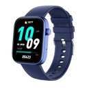 Blue smartwatch with digital display.