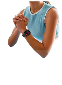 Fitness tracker displaying heart rate data.