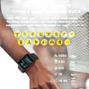 Smartwatch displaying exercise data.