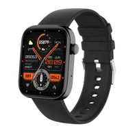 Black smart watch with digital display.