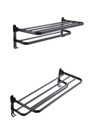 Black metal towel rack.