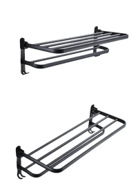 Black metal towel rack.