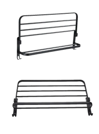 Black metal towel rack.