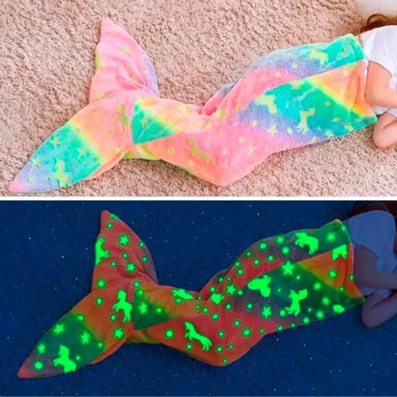 Mermaid Glow Fleece Blanket - Cozy Kids Companion