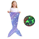New Night Glow Mermaid Tail Blanket Soft Flannel Fleece Wearable Companion Cute Kids Blankets for All Seasons - Purple