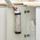 1pc Grey Sundries Bag Storage Wall Mount Mesh Plastic Bags Dispenser Hanging Reused Storage Pouch Trash Bags Kitchen