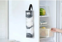 1pc Grey Sundries Bag Storage Wall Mount Mesh Plastic Bags Dispenser Hanging Reused Storage Pouch Trash Bags Kitchen