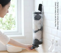 1pc Grey Sundries Bag Storage Wall Mount Mesh Plastic Bags Dispenser Hanging Reused Storage Pouch Trash Bags Kitchen