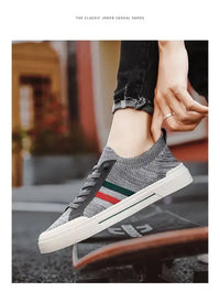 Breathable Men’s Shoes Summer Mesh Board Shoes Soft Soled Outdoor Casual Sports Shoes Trend Men Sneakers Slip-on Canvas