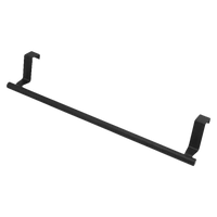 Black over-the-door towel rack.