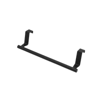 Black over-the-door towel rack.