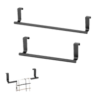 Two black over-the-door towel racks.