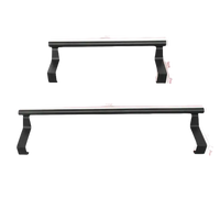 Two black metal towel racks with dimensions.